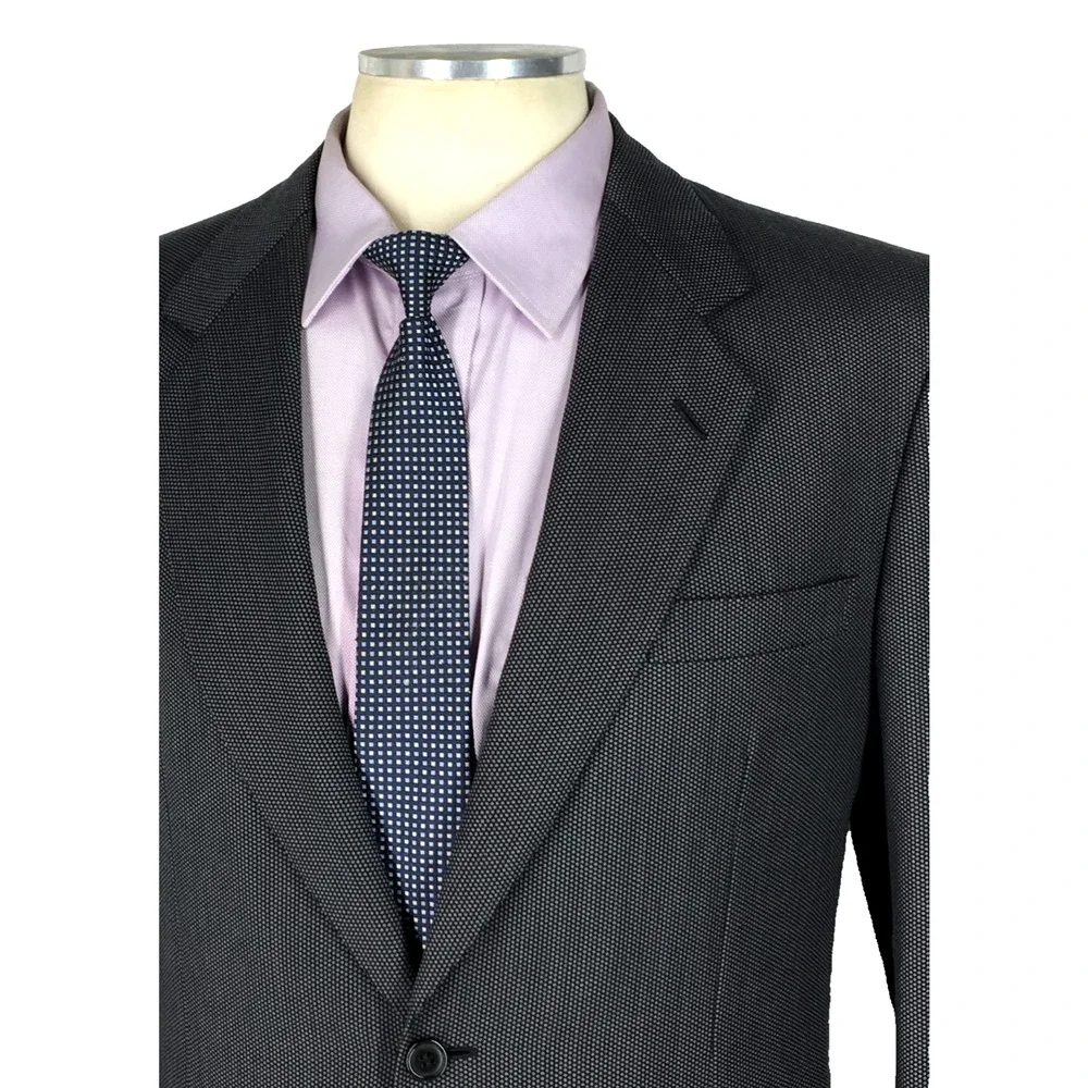 40R-41R Brioni Italy Roma Mens 2 Bttn Vtg 100% Wool Blazer Birdseye Pencil Gray